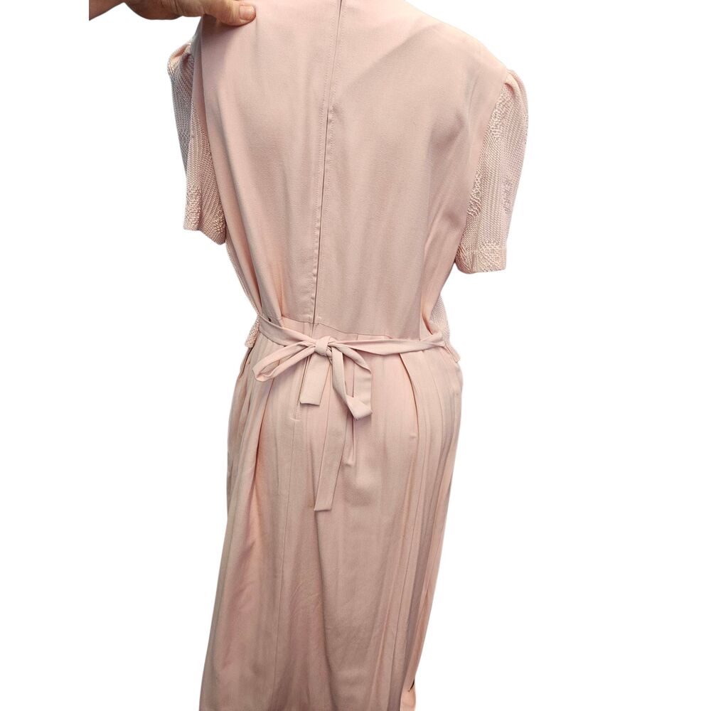 Periwinkle Pink Crochet Top Dress Womens size 18 Vintage 80's Has Tags Plus Size - Picture 5 of 9
